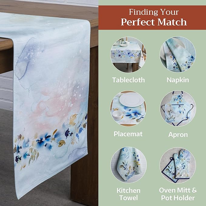 Maison d' Hermine Table Runner 100% Cotton Double Layer Table Runners 72 inches Long Decorative for Home Kitchen Dining Party Wedding Bridal Shower Spring Summer (Lazy Summer Days, 14.50" x 72")