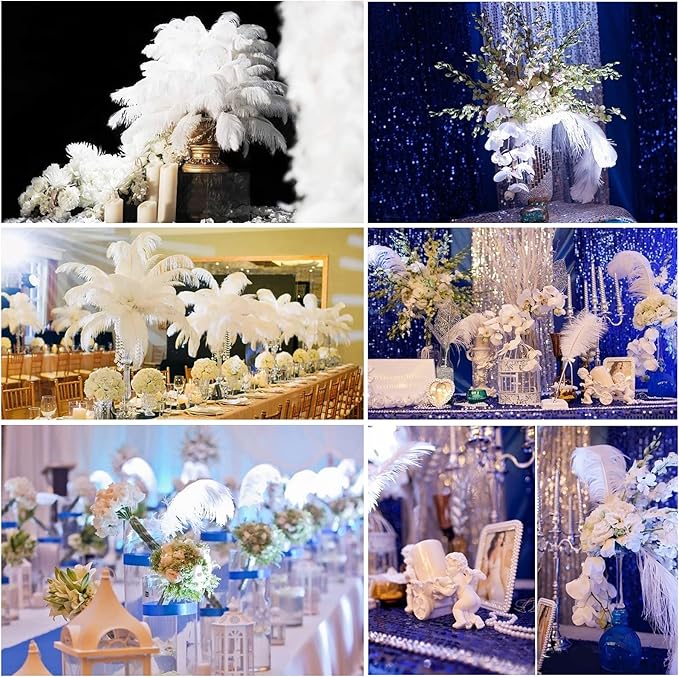 THARAHT Green Ostrich Feathers 12pcs Large Natural Bulk 14-16Inch 35cm-40cm for Wedding Party Centerpieces Mardi Gras and Home Decoration Feathers