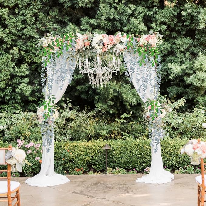 12 Pack Grey Wisteria Hanging Flowers, 3.44 Ft Fake Hanging Flowers, Artificial Wisteria Garland Vines for Wedding Room Backdrop Outdoor Patio Garden Decoration