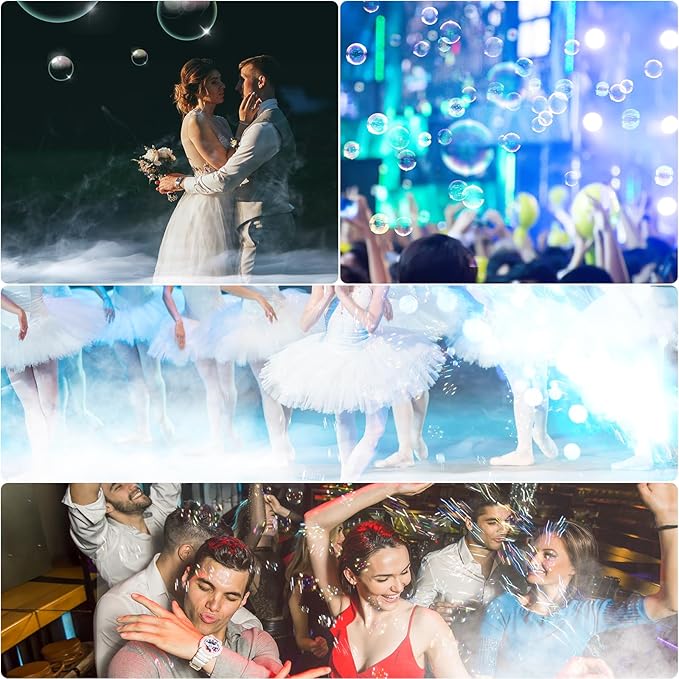 2000W Fog Machine, 3 in 1 Fog Bubble Machine with 2 Bubble Fans, 18 RGB LED Lights Smoke Bubble ALL IN ONE Fog Machine, Bubble Machine for Halloween Christmas Party Wedding Birthday