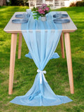MDS 15 Pack 10ft Chiffon Table Runner 29 x 120 Inches Sheer Wedding Runner Romantic Rustic Table Runner for Wedding Decorations, Birthday Parties, Bridal Shower Party Arch Decor -Turquoise