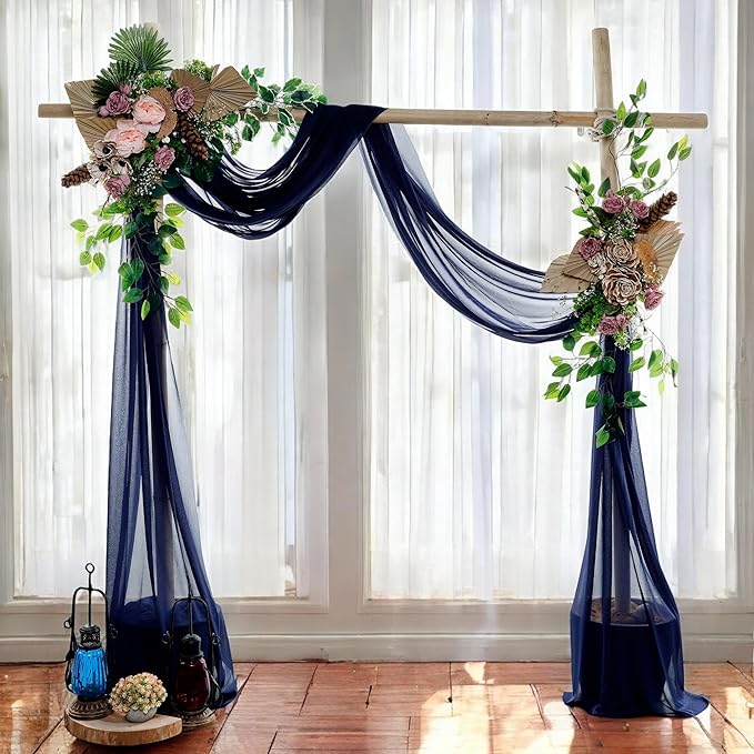 MDS Halloween Chiffon Draping Fabric - 1 Panel, 30" Wide x 75ft Long - Sheer Spooky Arbor & Canopy Drapery for Haunted House Backdrops, Party Ceilings, DIY Costumes & Themed Events - Navy Blue