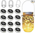 12 Pack Solar Mason Jar Lid Lights - 30 LED Firefly Fairy String Lights, Waterproof Outdoor Solar Lights with Hangers for Regular Mouth Jars (No Jars Included)