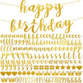 TaoBary 167 Pcs DIY Banner Kit Happy Birthday Glitter Banner Customizable Glitter Make Your Own Kit 162 Letters Symbols and Numbers 3 Rope for Birthday Halloween Wedding Christmas(Gold)