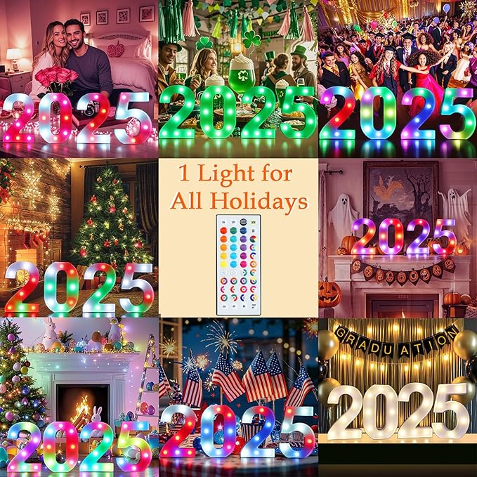 Pooqla 75th Birthday Decorations for Her Him, 35 Colors LED Light Up Numbers with Remote, Multicolor Marquee Numbers 75 Sign for Party Backdrop 75th Birthday Gift, Lighted Number 75