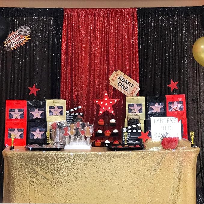 JYFLZQ Black Sequin Backdrop Curtains 2ft x 8ft 2 Panels Halloween Backdrop Glitter Photo Booth Backdrops Sparkly Photography Background Drapes for Graduation Birthday Parties