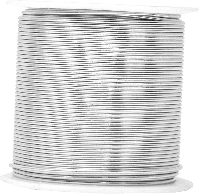 Mandala Crafts 18 Gauge Anodized Aluminum Craft Wire for Jewelry Making - 450 FT Colored Flexible Silver Black Wire - Bendable for Bonsai Armature Crafting Sculpting