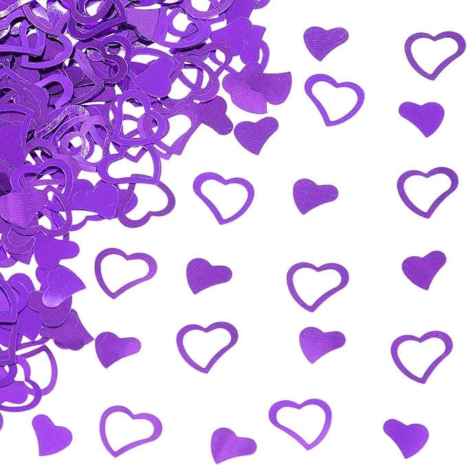 Purple Love Heart Table Confetti - Valentines Party Foil Metallic Sequins Sprinkles Decorations, 60g