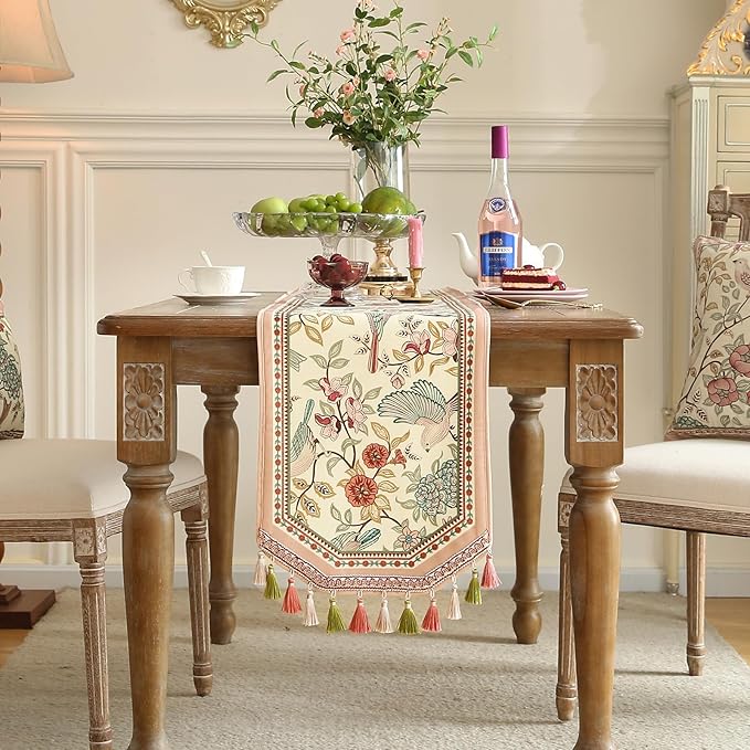 patdrea Velvet French Table Runner Farmhouse for Home Kitchen Dining Decor Parties Family Dinners Wedding 12"*71"
