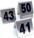 10 Pcs Metal Place Cards Stackable Tent Style Table Numbers，Place Card Holders for Celebration Wedding Party Restaurants Cafes Bars Gatherings meeting Room Board Game Serial (Small 41-50, Black)