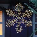 30’’ Christmas Snowflake Lights Outdoor, Pre-lit 240Pcs Warm White LEDs Hanging Golden Snowflake Decoration for Home Indoor Outdoor Window Silhouette