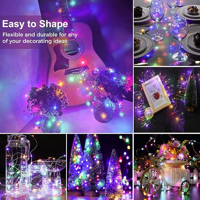 kolpop 6 Pack LED Fairy Lights Battery Operated, Mini Twinkle String Lights Battery Powered Waterproof for Christmas Mason Jars Party,Multicolor