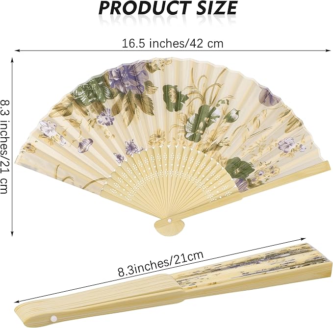 Aodaer 20 Pack Floral Folding Fans Chinese Style Handheld Fans Silk Bamboo Fans Decorative Fans for Wedding, Party Favors