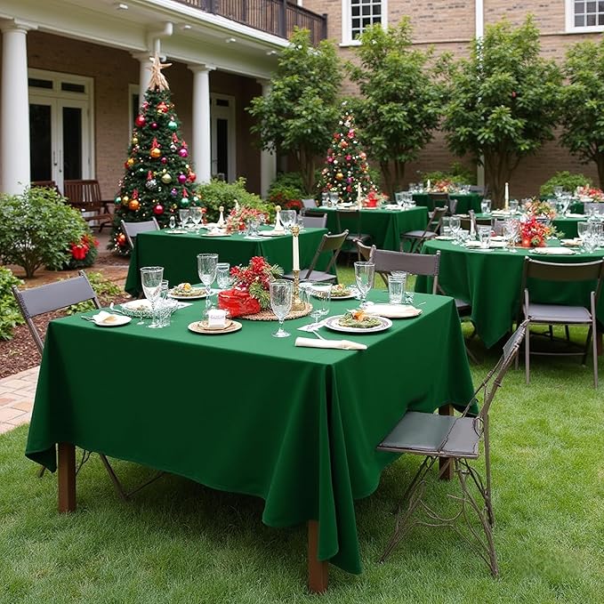 sancua Square Tablecloths 54x54 Inch Hunter Green, 2 Pack - Fabric Table Cloth for Square or Round Tables, Washable Polyester Table Cover for Christmas Dinner, Holiday Party, Display Tables