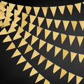 40Ft Gold Party Decoration Triangle Flag Banner Double Sided Metallic Paper Pennant Bunting Garland for Graduation Wedding Bridal Shower Birthday Bachelorette Engagement Anniversary Hen Party Supplies