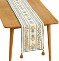 ISAENNE Designer Pale Yellow Elegant Linen Table Runner 87 Inches Long,French Floral Pattern Elegant Table Runners for Dining Tables,Thanksgiving,Kitchen Tables,Christmas,12"*87"-Estevan A