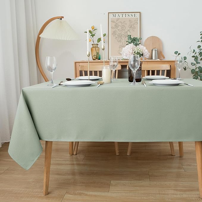 Biscaynebay Tablecloth for Rectangle Tables-70x108 Inch Sage Outdoor Picnic Table Cover-Rectangular Folding Reusable Table Cloths Water Resistant for Kitchen Camping Dining Room Patio Banquet Party