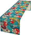 Japanese Kio Fish Table Runner Oriental Tradition Cherry Art Printed Burlap Runner Home Kitchen Dining Table Living Room Decor Fabric 1 Panel W13xL60in