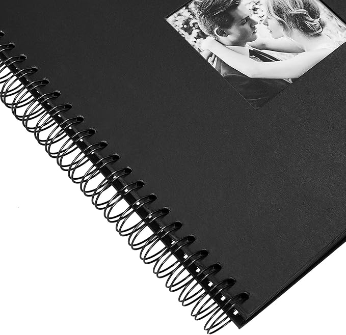 INNOCHEER Photo Album - Self Adhesive 80 Black Pages, Large Scrap Book Wedding Guest Book for DIY Anniversary Travel Memory Scrapbooking (Black 10X10)
