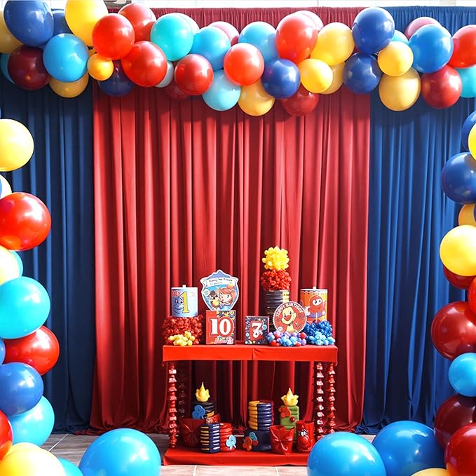 20×14ft Wrinkle Free Red Backdrop Curtain for Wedding Parties,2 Panels 5×14ft Height Soft Silky Polyester Backdrop Drapes Red Photo Back Ddrop Curtains for Event Photography Christmas Background Cloth