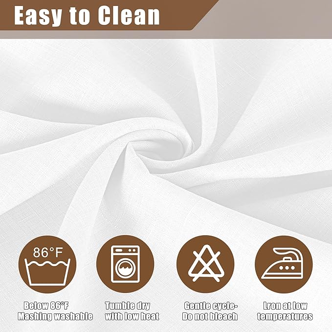 Fitable Faux Linen White Tablecloths for Rectangle Tables - 60 x 84 Inch - 6 Pack Fabric Textured Folding Table Clothes Faux Burlap 4 Ft Table Covers for Wedding, Party, Banquet, Birthday