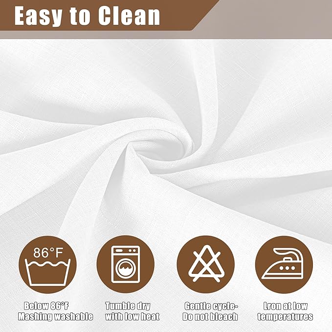 Fitable Faux Linen White Tablecloths for Rectangle Tables - 90 x 156 Inch - 6 Pack Fabric Textured Washable Table Clothes Floor Lenghth Table Covers for Wedding, Party, Banquet, Birthday