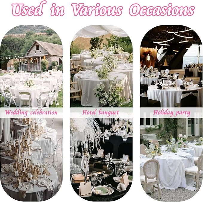 KKJIAF 1 Pack 108 Inch Round Table Cloth, Light Pink Overlay Round Satin Table Cover, Silky Satin Dining Tablecloths for Wedding Buffet Parties Banquet Decoration