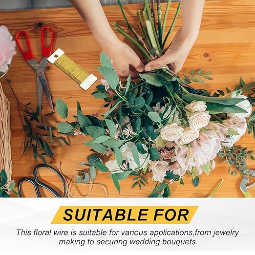 MECCANIXITY 114 Yards/345 Feet 27 Gauge Metal Floral Wire Silver Tone Flexible Paddle Thin Floral Wires for Craft, Christmas Wreath, Flower Arrangement, Wedding, Total 3 Roll