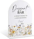 Wedding Signs for Ceremony and Reception, Boho Floral Acrylic Dessert Bar Sign, Wedding Signage with Stand, Bridal Shower Table Centerpieces, Supplies for Engagement Reception and Event Party, 25