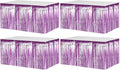 4 Pack 29x108 Inch Metallic Foil Fringe Tinsel Table Skirts for Rectangle Tables Streamer Backdrop for Wedding, Birthday, Parade Floats, Christmas, Halloween Party Decoration(New Light Purple)