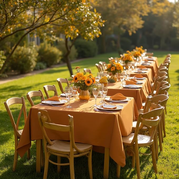 sancua Thanksgiving Square Tablecloths 54x54 Inch Bronze, 2 Pack - Fabric Fall Table Cloth for Square or Round Tables, Washable Polyester Table Cover for Dinner, Holiday Party, Display Tables