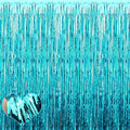 4 Pack Fringe Curtain Backdrop, 3.2Ft x 6.6Ft Blue Metallic Tinsel Foil Fringe Streamers Background for Photo Booth Birthday Wedding Baby Shower Easter Pool Ocean Underwater Party Decorations