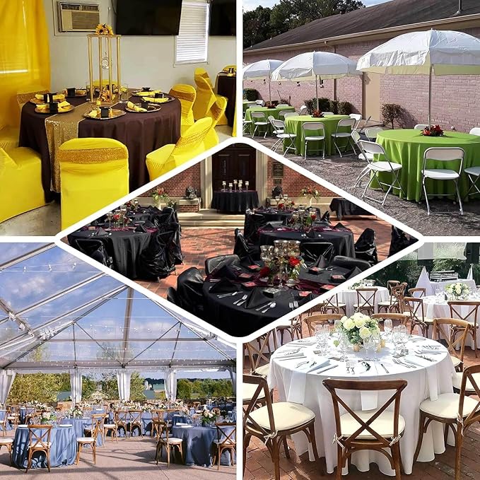 Efavormart Round Tablecloth, 120 Inch Stain & Wrinkle Resistant Washable Table Cloth, Decorative Polyester Fabric Table Cover for Banquet, Wedding, Dining - Willow