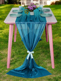 MDS Halloween Chiffon Table Runner - 25 Pack, 29 x 120 Inches, 10ft Each - Sheer Spooky Table Runners for Haunted House Parties, Trick-or-Treat Tables, Witchy Décor, Wedding & Events - Dark Teal