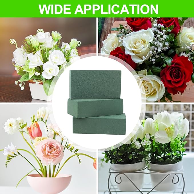 CCINEE 3 Pcs Floral Foam Bricks,Mini Florist Flower Foam Green Blocks Supplies for Fresh and Artificial Flower Arrangements Crafts DIY