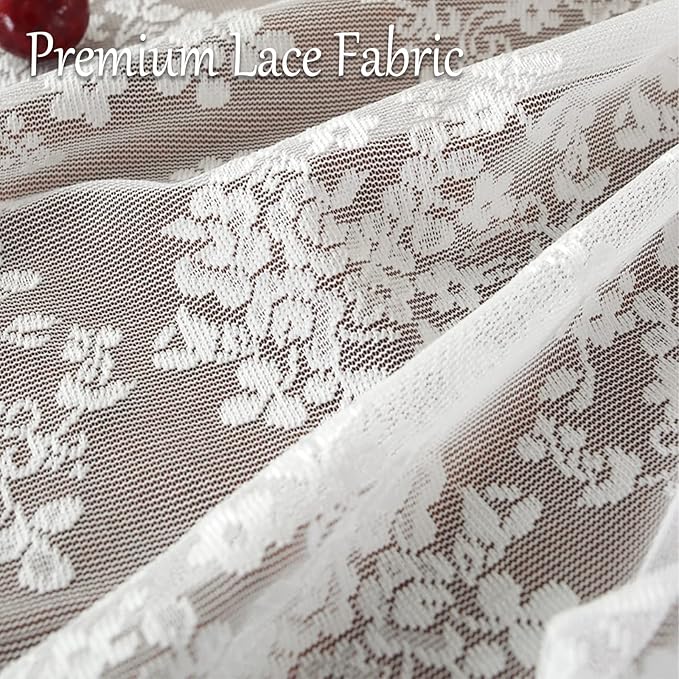 Jeloris Round Lace Tablecloth with Elegant Scalloped Bottom for Any Special Event Such as Wedding, Birthday Party, Baby Shower, Anniversary (60 inch, Style 1)