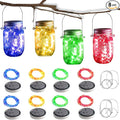 Solar Mason Jar Lights [Updated], 8 Pack 20 LED Waterproof Fairy Firefly Jar Lids String Lights with Hangers(NO Jars), Patio Yard Garden Wedding Decoration - Multi-Colored