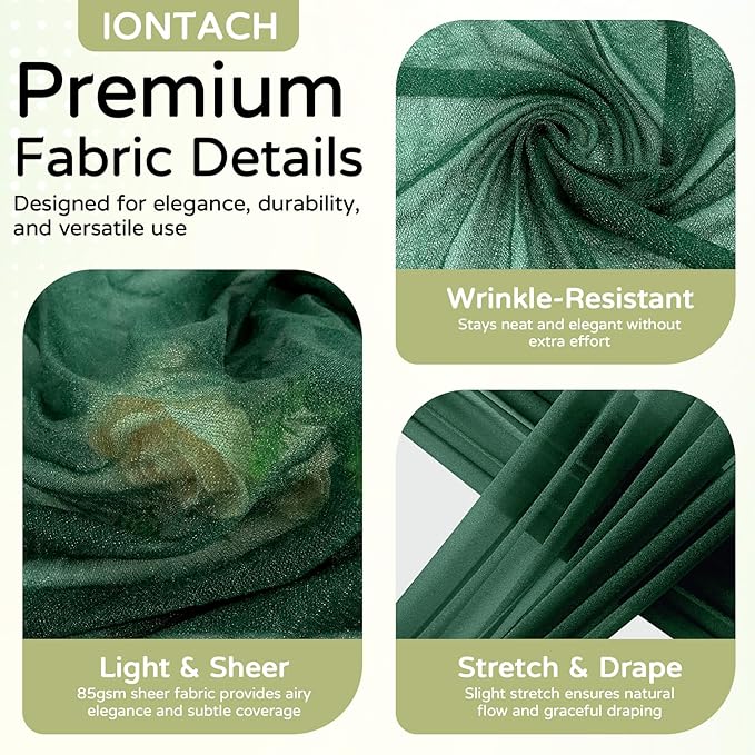 Wedding Arch Draping Fabric 29" x 19Ft Sheer Drapes for Backdrop Wedding Ceremony Reception Ceiling Decor Curtain Baby Bridal Shower Decoration (Hunter Green, 1 Panel)