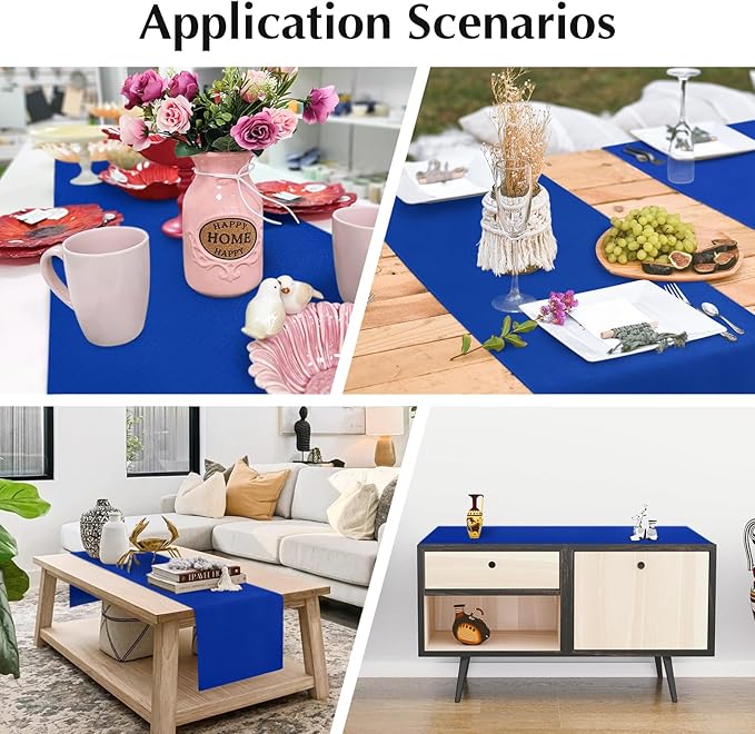 2 Pack Blue Small Short Table Runner 12 x 24 Inch Solid Color Runners Coffee Table Dresser for Daily Party Home Decoration