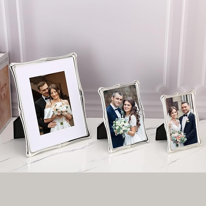 4 x 6'' Premium Alloy Silver Photo Frame - Luxury Display with Real Glass and Velvet Backing,Hi End Décor Metal Frames