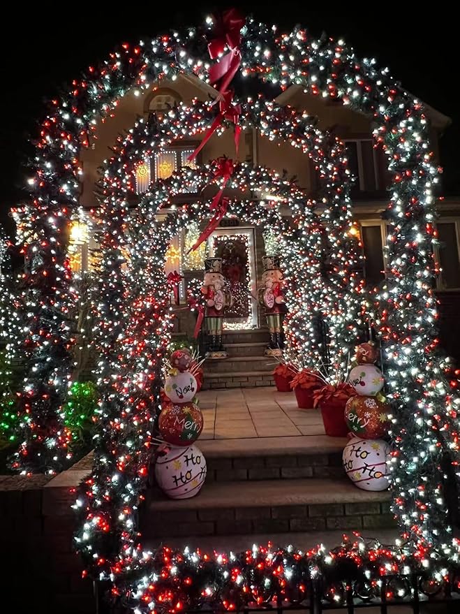 YEGUO 66ft 200 LED Christmas Lights Outdoor Waterproof, 8 Modes Purple String Lights Plug in, Green Wire Twinkle Tree Lights Indoor with Timer Memory