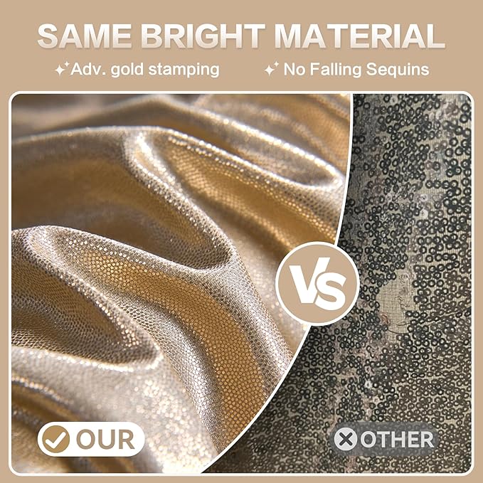 gogoparti 10x10FT Champagne Gold Sequin Backdrop Curtain - 2 Panels of 5x10FT Wrinkle-Free Glitter Drapes for Photography, Birthdays, Weddings & Graduations