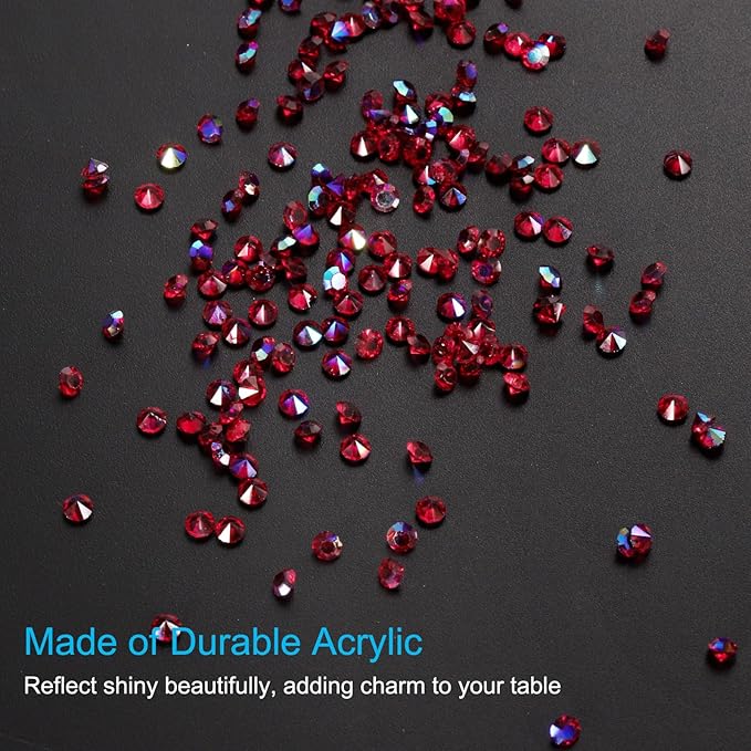 PATIKIL 14000Pcs Wedding Table Scatter Confetti Crystals 3mm Acrylic Diamonds Vase Fillers Gems for Table Centerpiece Decorations Bridal Shower Party, Dark Red AB