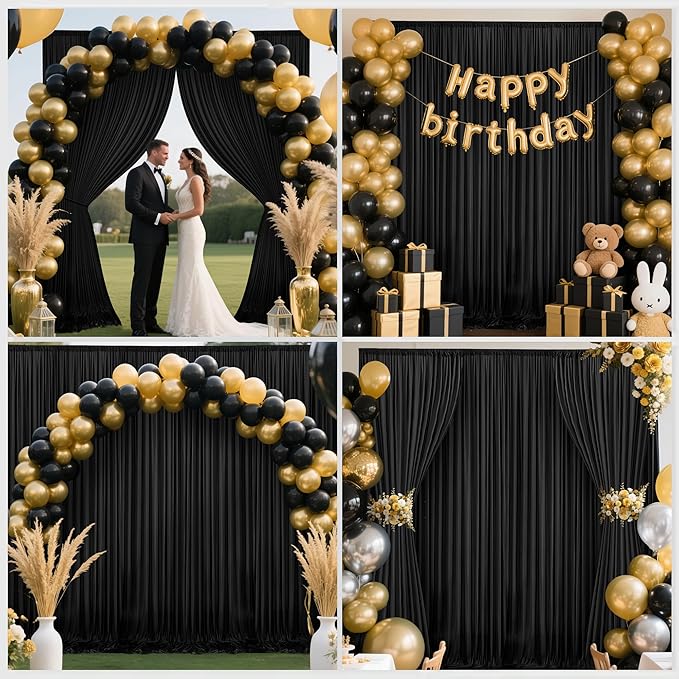 10x10ft Backdrop Curtains for Parties, 2 Panels 5x10ft Photography Backdrop Curtain with Rod Pocket,Backdrop Polyester Background Drapes,Wedding Backdrop Drapes for Birthday Baby Shower Home Decor