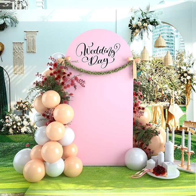 bricia Wedding Arch Backdrop Stand Cover, 5FT Double Sided Stretchy Arch Cover Fitted Wedding Birthday Party Banquet Decoration (Pink 60''Lx25.2''W)