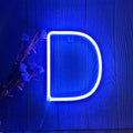ENUOLI LED Blue Neon Letter Signs Night Light Battery or USB Operated LED Marquee Letters Neon Art Decorative Lights Wall Decor for Children Baby Room Christmas Wedding Party Decoration(D)