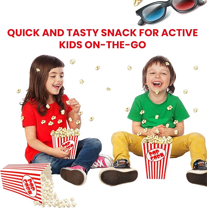 50 Pcs Small Popcorn Boxes for Party 5.5 Inches Tall Red & White Striped Popcorn Bags Mini Popcorn Buckets & Popcorn Bowl for Movie Theater, Home, Carnival Decorations (50)