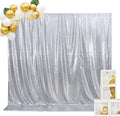 SquarePie Sequin Backdrop Opaque Non-Transparent Background Sparkly Curtain for Wedding Party 8FT x 8FT Silver