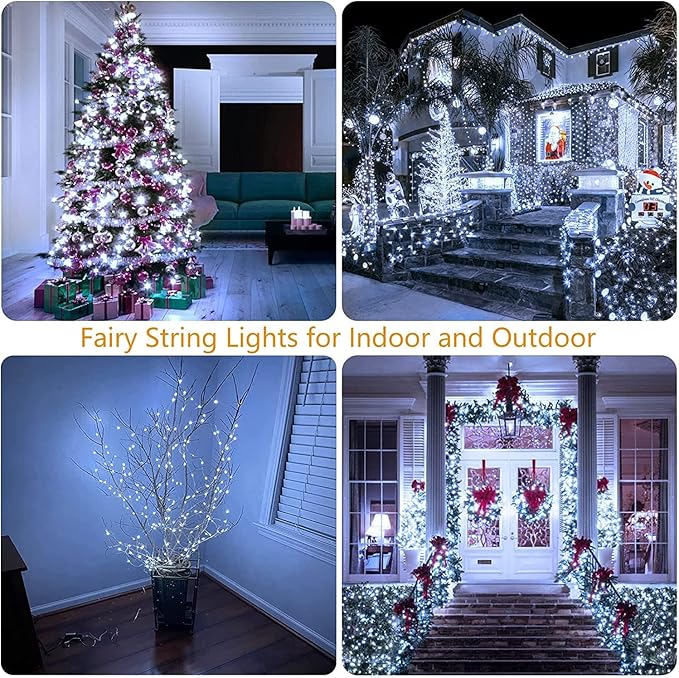Cool White ⇋ Multicolor 66Ft 200LED Fairy Lights Plug in with Remote, Waterproof String Lights Outdoor 8 Modes Bedroom Decor, Twinkle Light for Girl's Room Garden Christmas Decorations