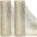 Ribbli 2 Rolls Champagne Gold Metallic Mesh Ribbon Champagne Gold Deluxe Foil Christmas Ribbon for Christmas Tree Wreath Swags Wedding Garland 10 inch x 30 feet(10Yard) Per Roll